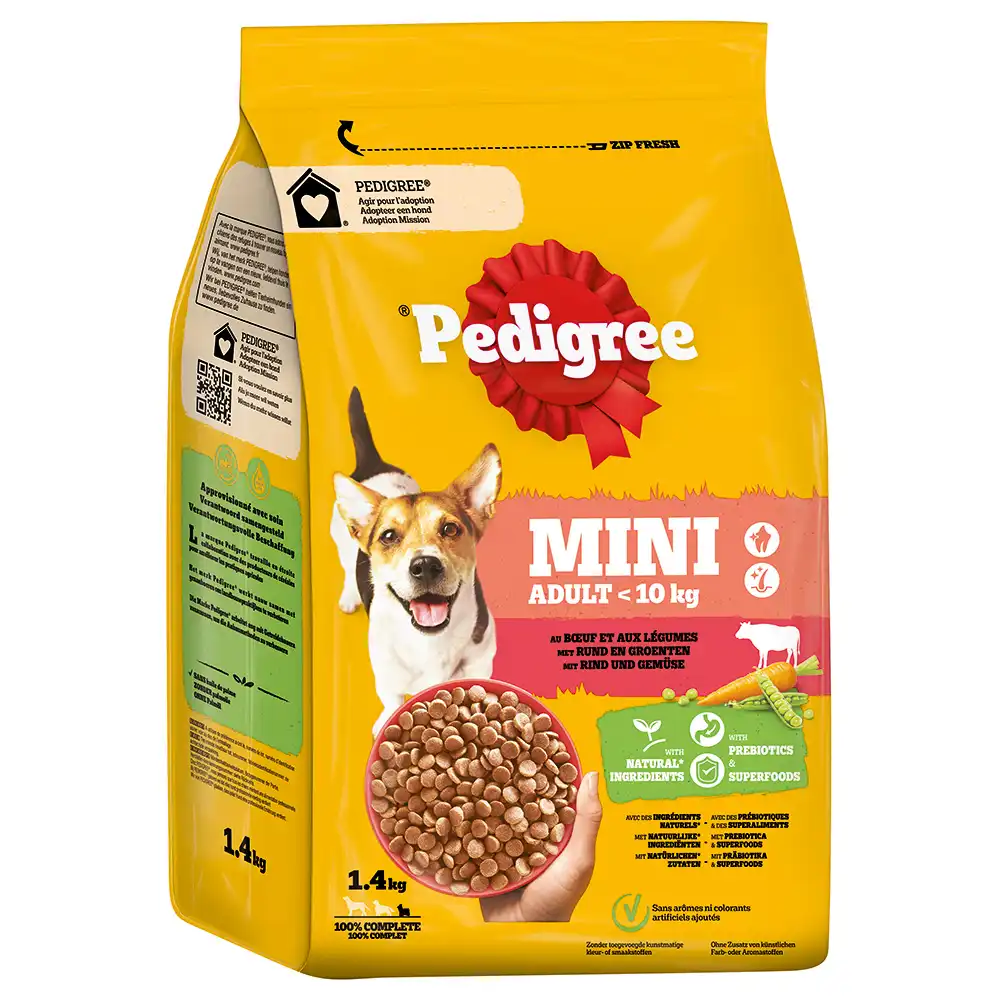 Pedigree Mini Adult con buey y verduras pienso para perros - 6 x 1,4 kg - Pack Ahorro - Pedigree - Comparador de precios