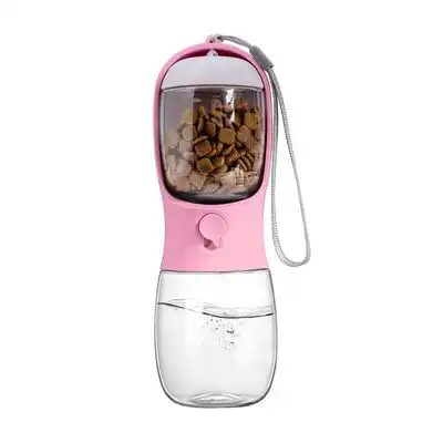 UAMLY Botella de agua para perros con recipiente para comida - rosa 300 ml - Uamly - Comparador de precios