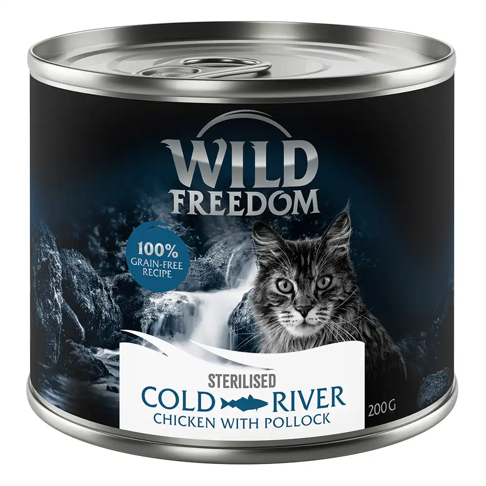 Wild Freedom Adult Sterilised 6 x 200 g - receta sin cereales - Cold River - Salmón y Pollo - Wild Freedom - Comparador de precios