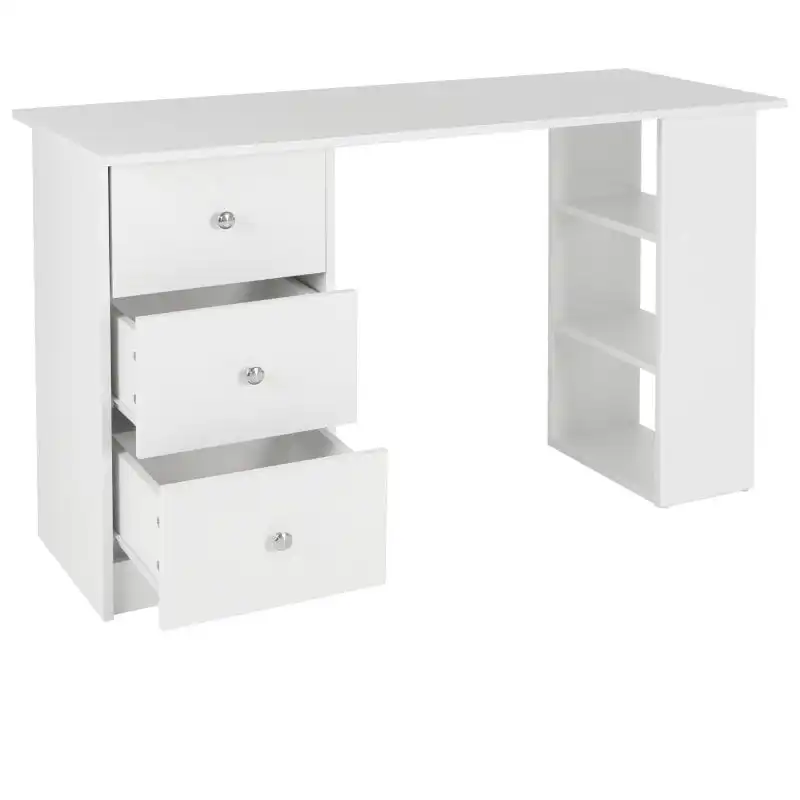 ML Design Escritorio 3 Cajones de Almacenamiento Blanco