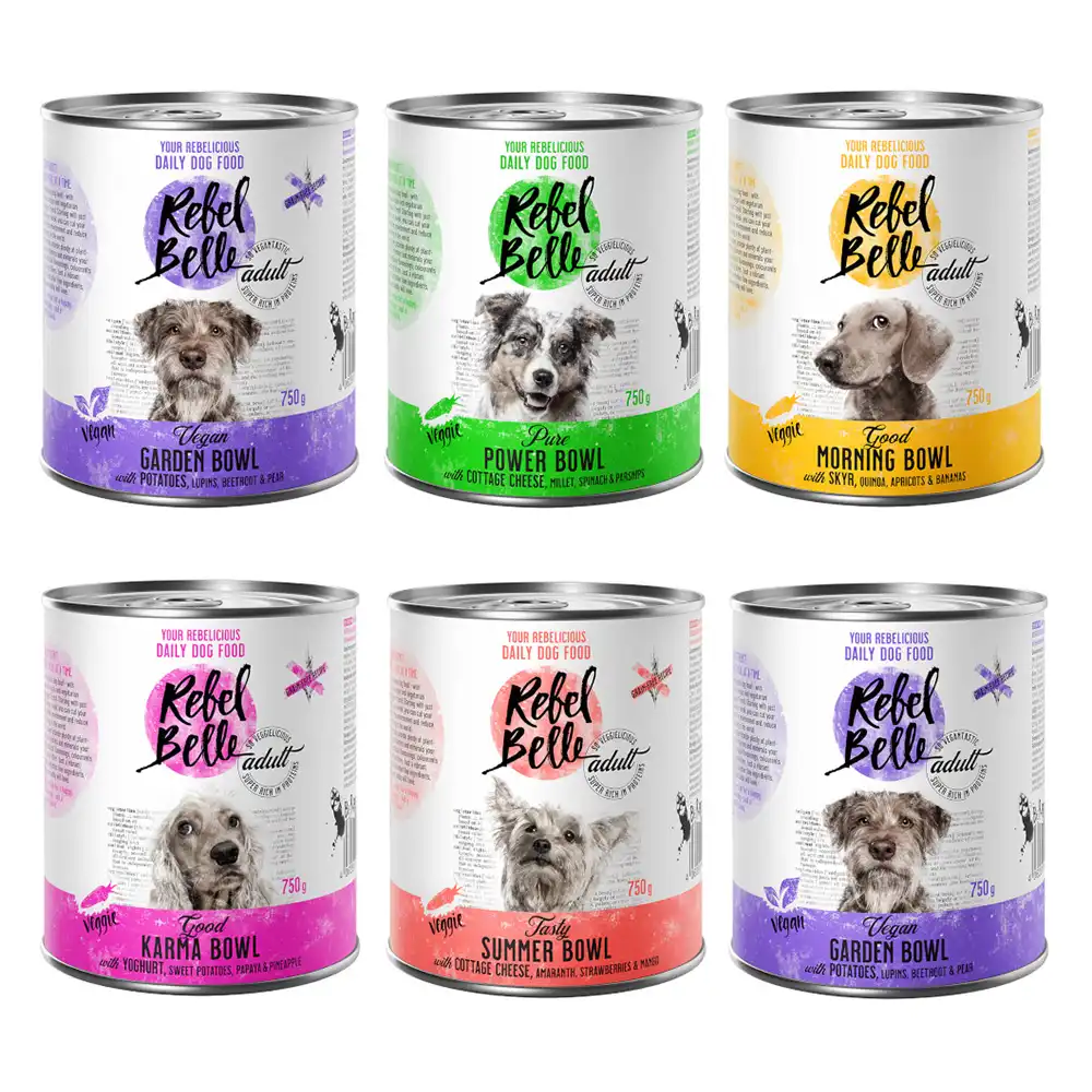 Rebel Belle Adult comida vegetariana y vegana para perros - Pack mixto - 6 x 750 g