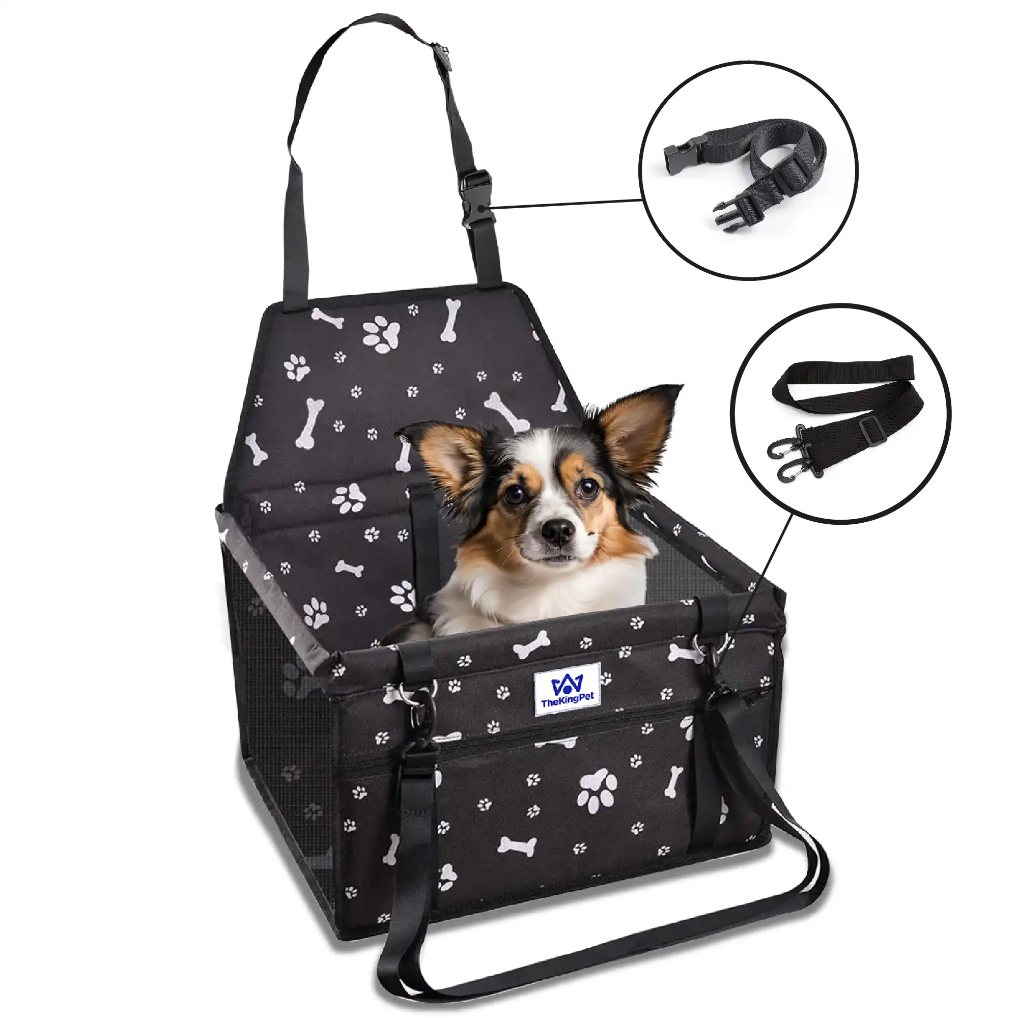 TheKingPet Asiento de seguridad para coches negro para viajar con perros - 40 x 38 x 38 cm - TheKingPet - Comparador de precios