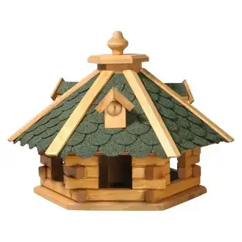 Casita Para Pájaros Hexagonal Natural Y Verde Dobar