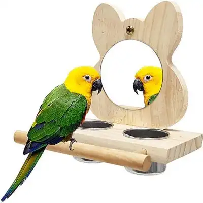 MCBOSON Juego comedero pájaros: cuenco acero inoxidable, marco madera - 1 artículo - Mcboson - Comparador de precios