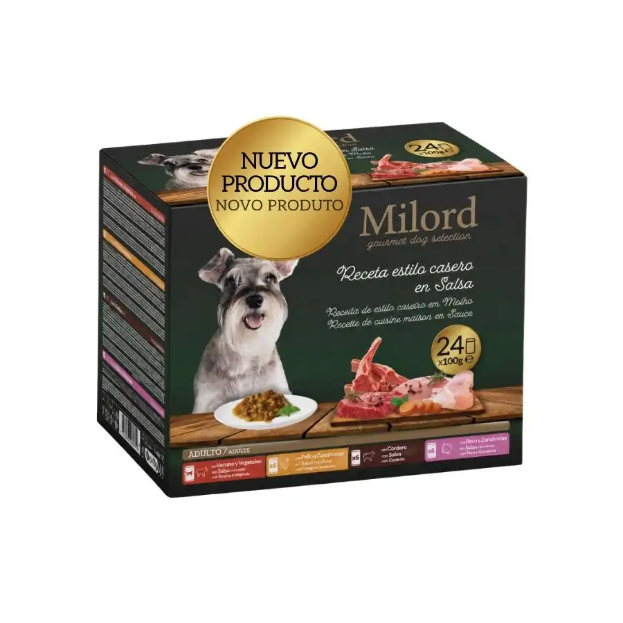 Milord Adult Receta estilo casero en salsa Sobres para perros - Multipack - 12 Sobres x 100 g - Milord - Comparador de precios