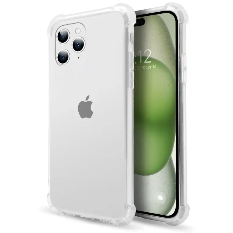 PcCom Essential Funda Antishock Transparente para iPhone 15 Pro Max