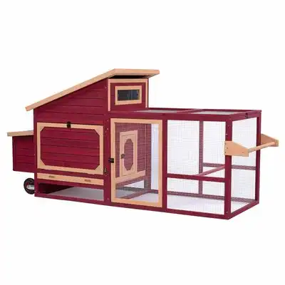 TIAKI gallinero de madera con ruedas - 236,6 x 78 x 114,4 cm (L x An x Al) - TIAKI - Comparador de precios