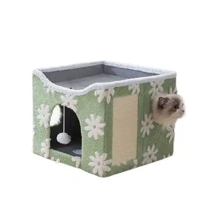 UAMLY Cama plegable para gatos con rascador - Verde - Uamly - Comparador de precios