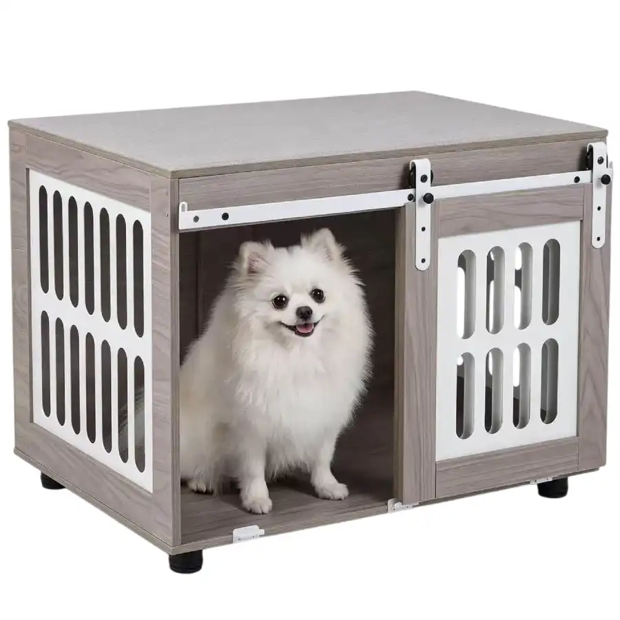 COSTWAY Jaula para Perros con Mesa Auxliar, Casa para Perros Interior con Puerta Corrediza, Mueble Jaula para Mascotas Medianas y Grandes, Capacidad hasta 30 kg, 80 x 56 x 62,5 cm, Gris - 80 x 56 x 62,5 cm - COSTWAY - Comparador de precios