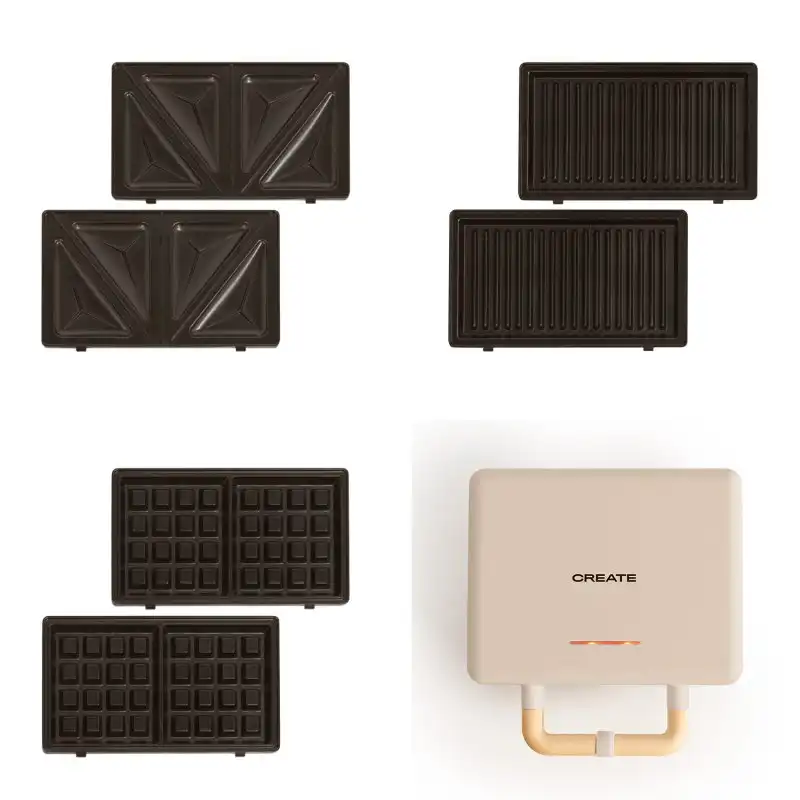 Create Stone Studio Sandwichera Grill Y Gofrera Intercambiable Doble 800W Arena