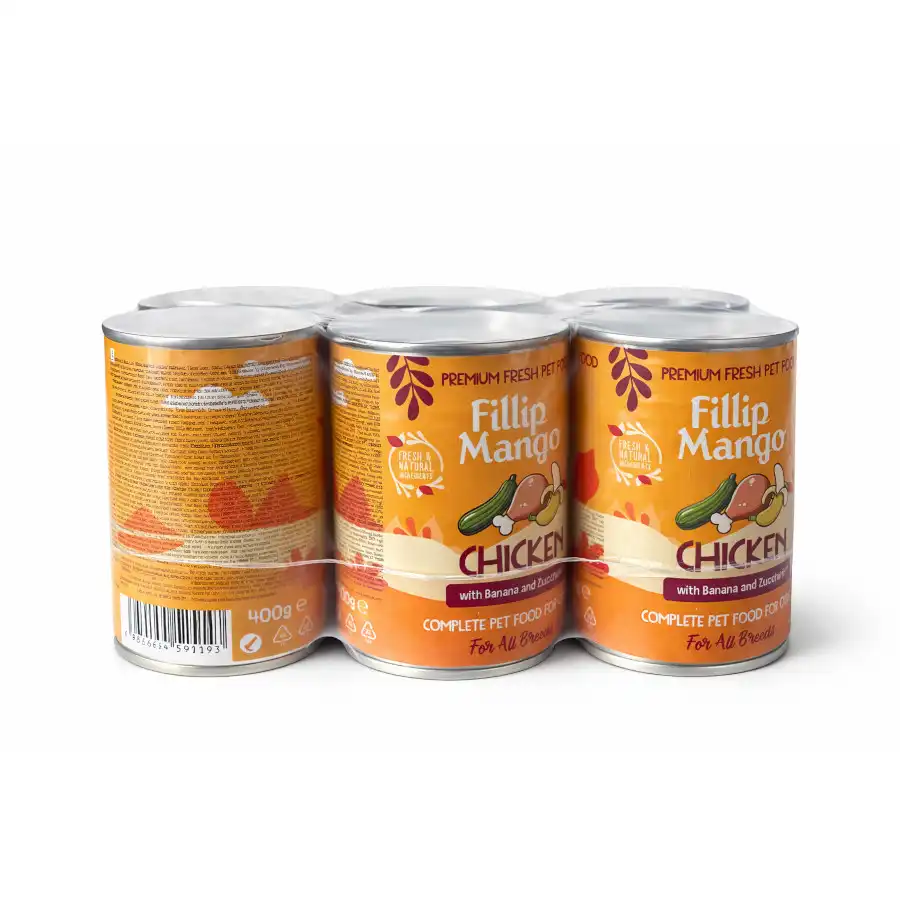FIllip Mango Lata Pollo Fresa y Patata Multipack para perros - 6 x 400 g - Fillip Mango - Comparador de precios