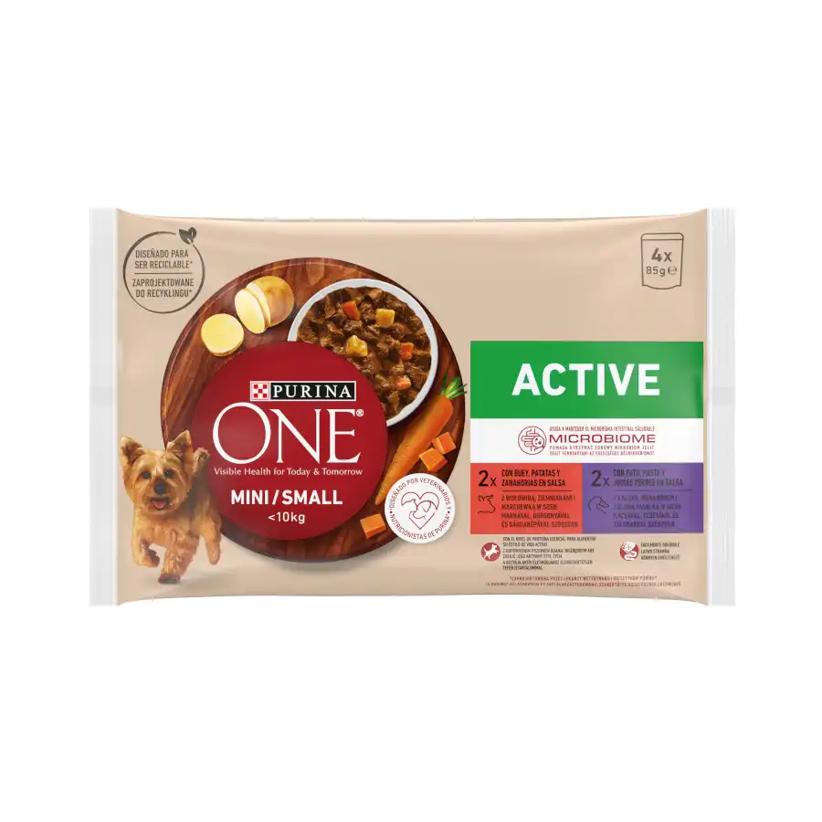 One Adult Mini Small Active Multipack Buey y Pato en Salsa sobre para perros - Purina One - Comparador de precios