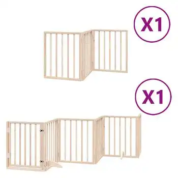 Puerta Para Perros Plegable 9 Paneles Madera De Álamo 450 Cm Vidaxl