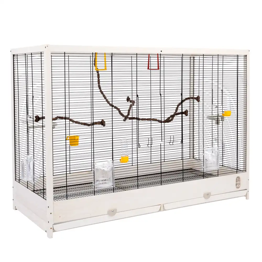 TIAKI Robin XXL jaula de madera para pájaros - 113,4 x 53 x 81,7 cm (L x An x Al)