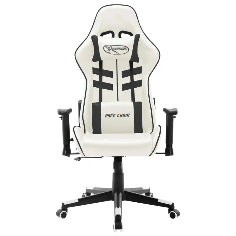 VidaXL Cumbre Silla Gaming con Altura Ajustable con Reposacabezas Blanco/Negro