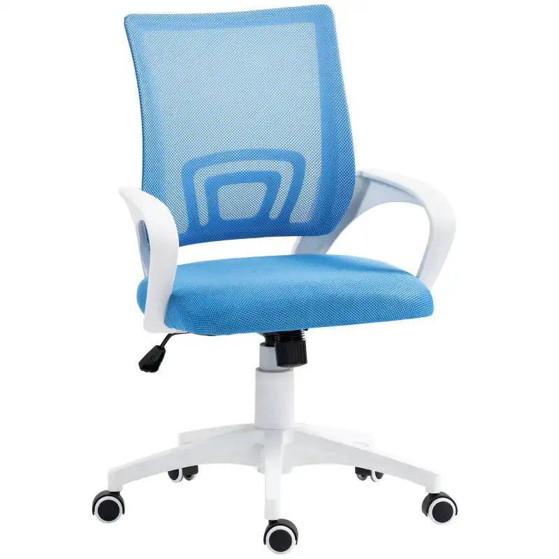 Homcom Silla De Oficina De Malla Con Altura Ajustable Carga 120 Kg Azul Claro