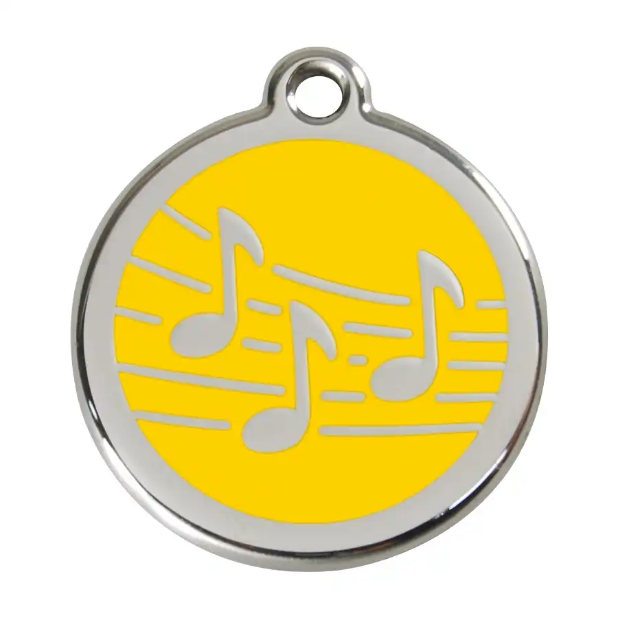 Placa identificativa Acero Inoxidable Esmalte Música Amarillo para perros