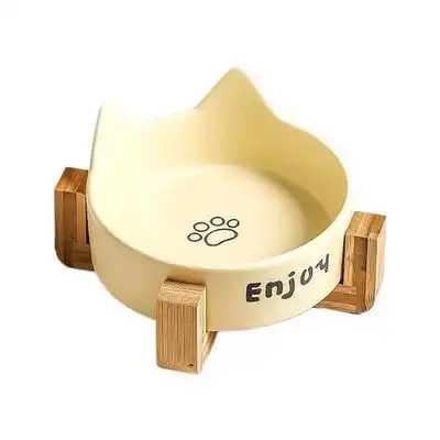 Reitlaze Cuencos de cerámica para mascotas con soporte, color amarillo - Garras de gato - Reitlaze - Comparador de precios