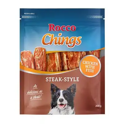 Rocco Chings Steak Style snacks para perros - Pollo y pescado 200 g - Rocco - Comparador de precios