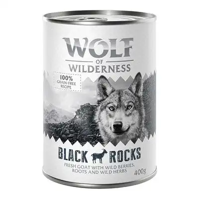 Wolf of Wilderness 6 x 400 g - Black Rocks, con cabra - Wolf of Wilderness - Comparador de precios