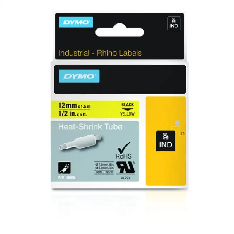 Dymo RhinoPro Etiquetas para Cables y Tuberías Termorretráctiles 12mm