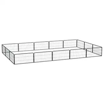 Jaula Perros 16 Paneles Acero Recubierto Polvo Negro 100x50 Cm
