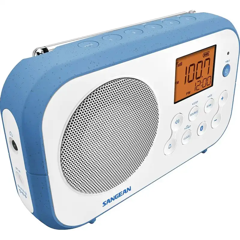 Sangean PR-D12BT Radio Digital Portátil Bluetooth Blanco/Azul
