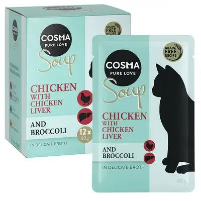 Cosma Soup 12 x 40 g - Filete de pollo con hígado de pollo y brócoli - Cosma - Comparador de precios