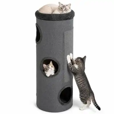 GIANTEX Árbol para Gatos de Barril con 3 Niveles - gris oscuro - Giantex - Comparador de precios