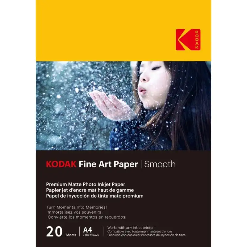 Kodak 9891092 20 Hojas Papel Fotográfico Mate A4 230g/m2 para Impresión Inkjet