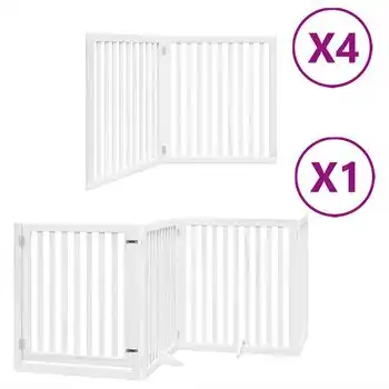 Puerta De Perros Plegable 12 Paneles Madera Álamo Blanca 960 Cm Vidaxl