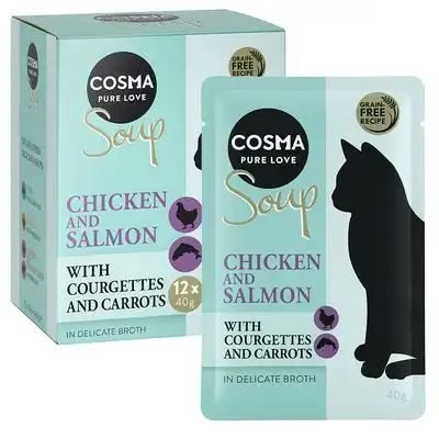 Cosma Soup 12 x 40 g - Pechuga de pollo con salmón, calabacín y zanahorias - Cosma - Comparador de precios