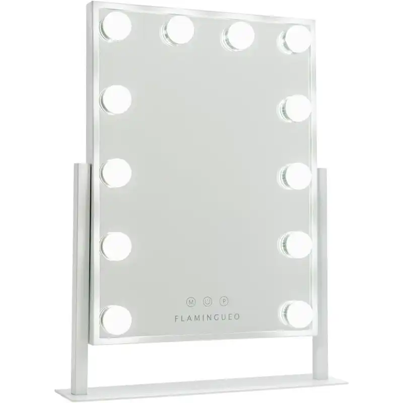Flamingueo Espejo Maquillaje Con Luz 12 Led 3 Modos De Luz Control Táctil