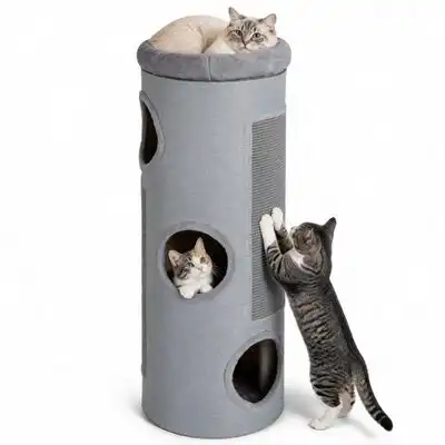 GIANTEX Árbol para Gatos de Barril con 3 Niveles - gris claro - Giantex - Comparador de precios