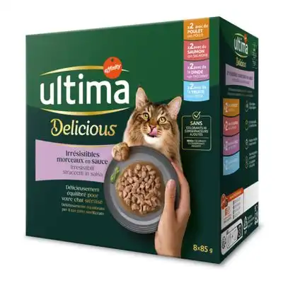 Ultima Cat Fit & Delicious Sterilised 8 x 85 g - Mix I (pollo, pavo, salmón, trucha) - Affinity Ultima - Comparador de precios