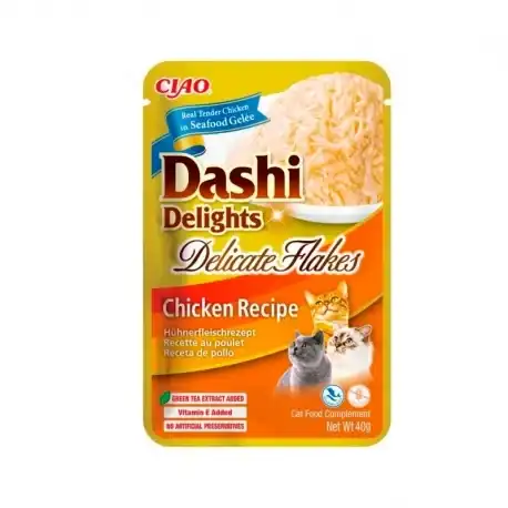 Churu Dashi Delight Flakes Comida Húmeda para Gatos en Caldo con Pollo, 12 x 40 gr - Churu - Comparador de precios
