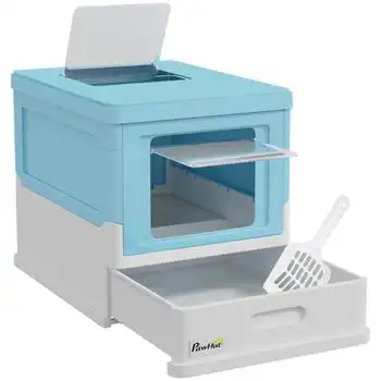 Caja De Arena Plegable Para Gatos De Pp 47,5x35,5x36,7cm-pawhut.azul