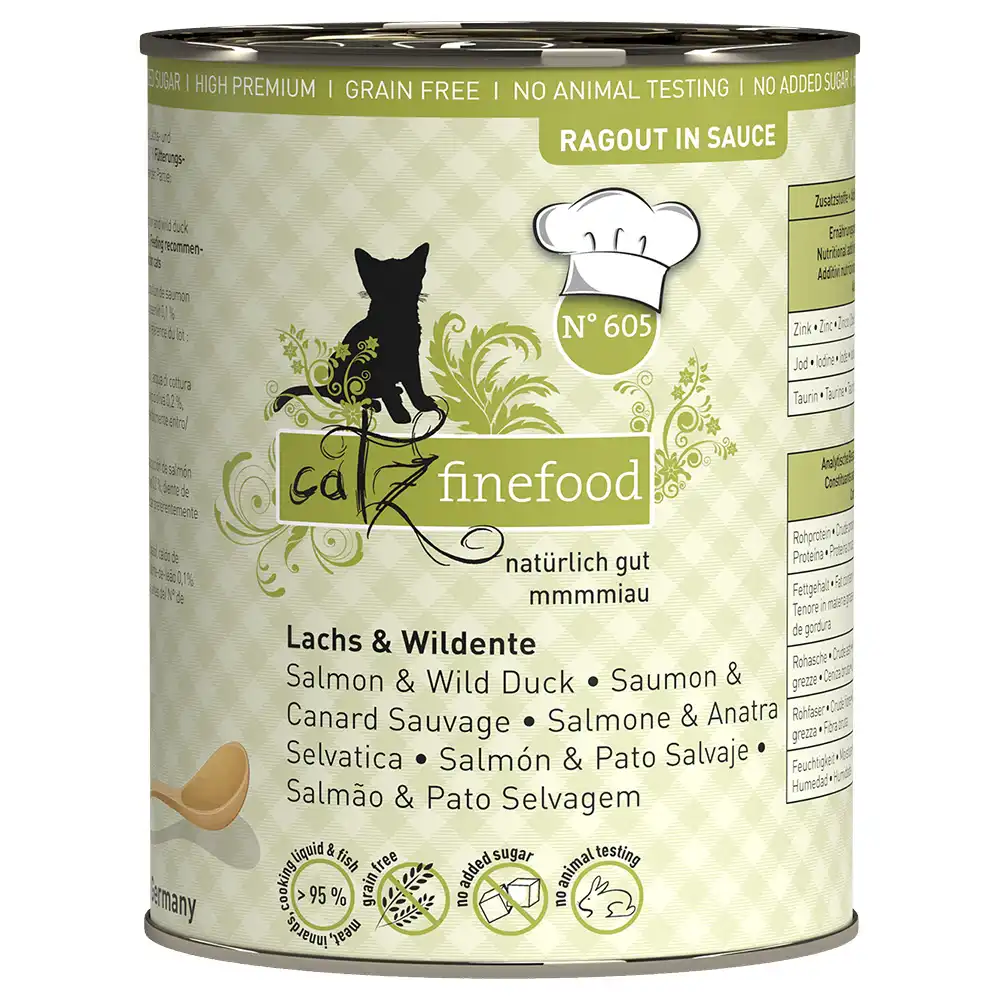 catz finefood ragout 6 x 380 g - Nº 605 Salmón y pato salvaje