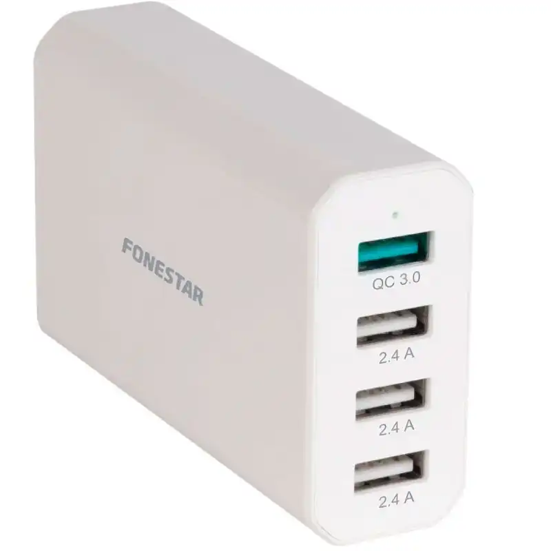 Fonestar USBPOWER-4D Cargador de Pared 4 Puertos con Carga Rápida 40W Blanco