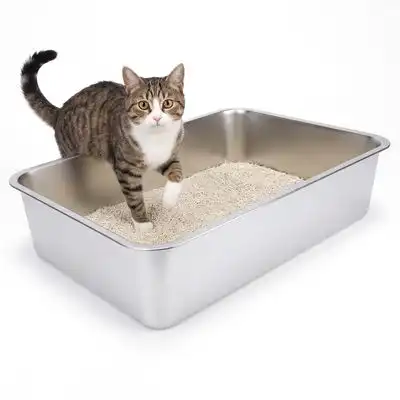 Nobleza Arenero para Gatos Grande en Acero Inoxidable - 60x40x15cm - NOBLEZA - Comparador de precios