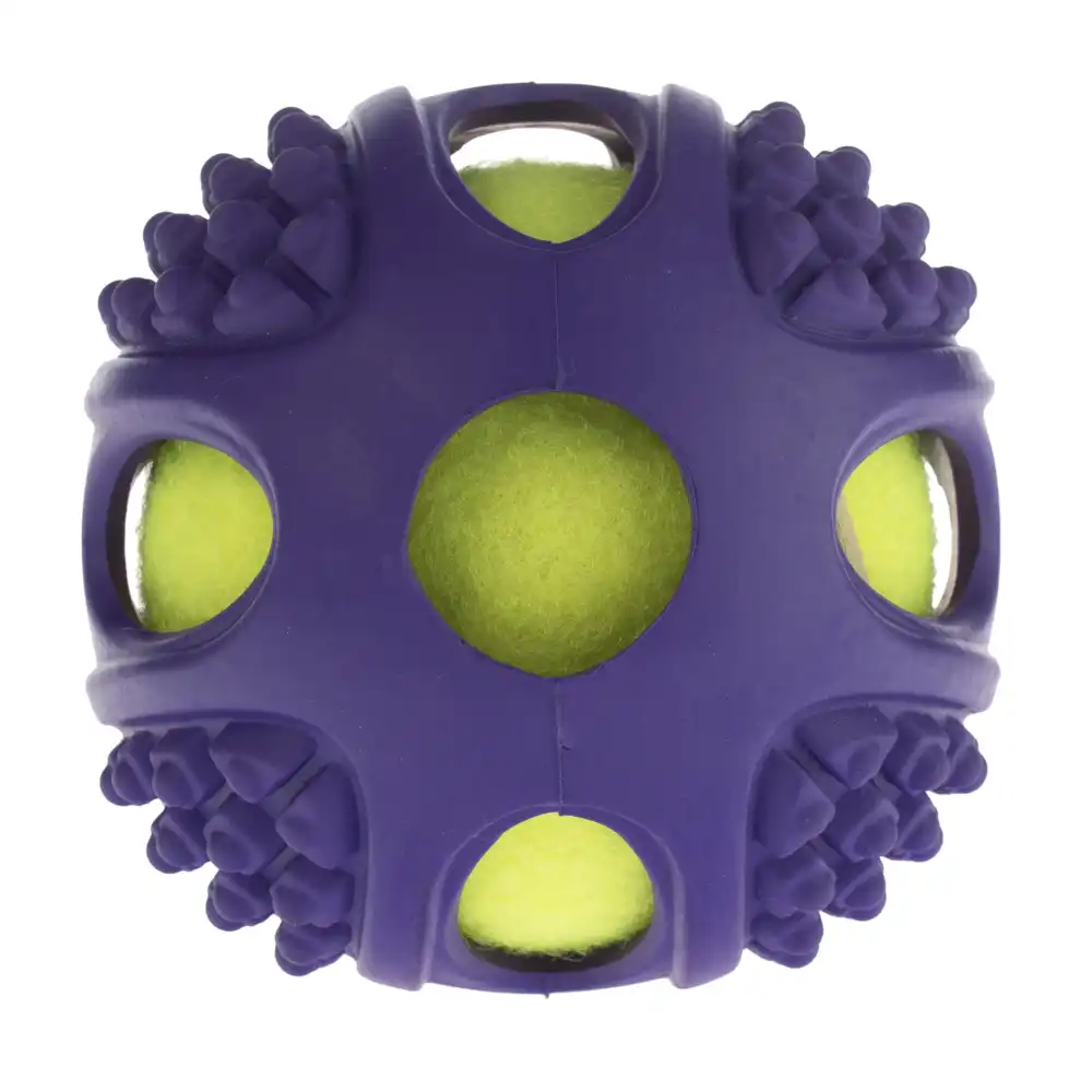 Pelota de goma 2 en 1 con pelota de tenis para perros - 1 x 10 cm de diámetro - bitiba - Comparador de precios