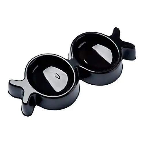 Comedero doble para gatos Fishkiss Negro