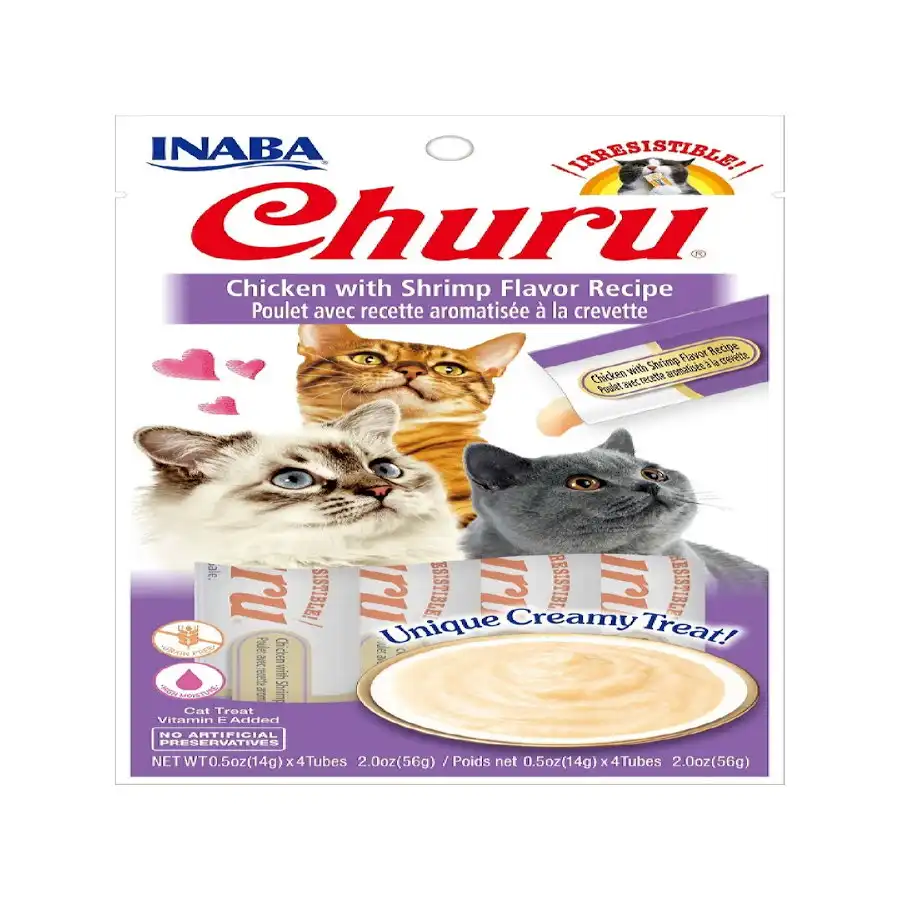 Churu Snack Cremoso de Pollo con Gambas para gatos – Multipack 12 - Churu - Comparador de precios