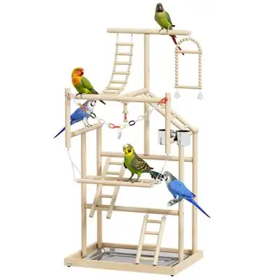 PawHut Soporte para Pájaro 48x38x95 cm Madera Natural - 1 Article - PawHut - Comparador de precios