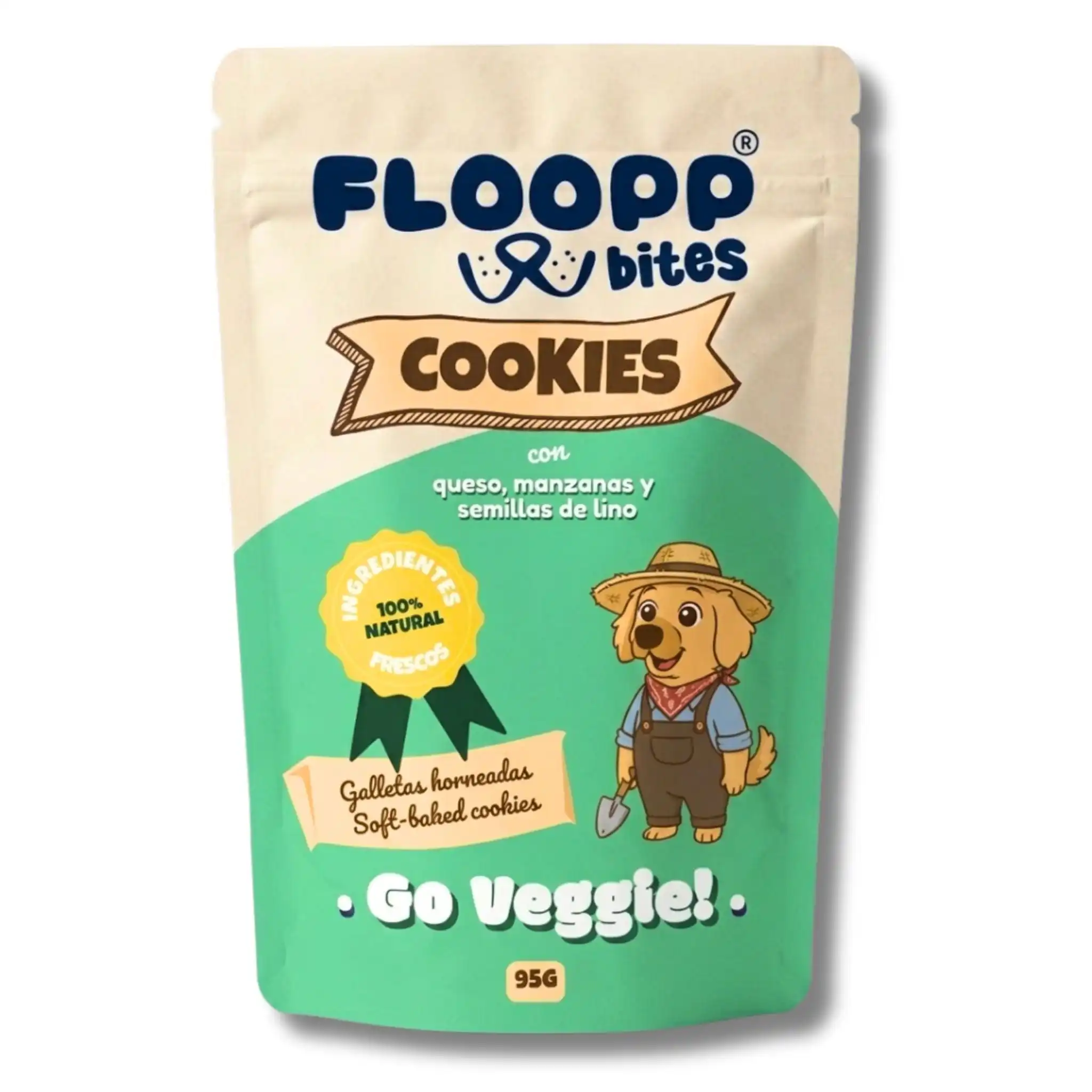 Floopp Bites Galletas Naturales Vegetarianas para Perros | Go Veggie! 95 g - 95 - Flooppbites - Comparador de precios