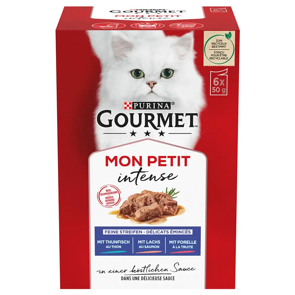 Gourmet Mon Petit en sobres 6 x 50 g - Atún, salmón, trucha