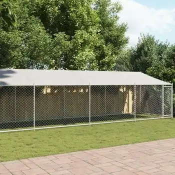 Jaula De Perros Techo Y Puerta Acero Galvanizado Gris 10x2x2 M