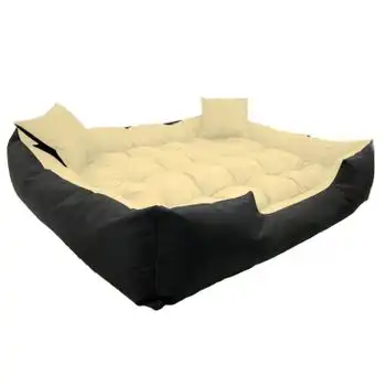Kingdog Ecco Cama Para Perros Y Gatos Con Cojín Tamaño Xxl Beige & Negro Nylon Mascota Lavable Material Impermeable (l 115x95cm/100x80cm)