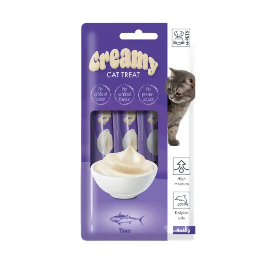 M-Pets Creamy Snack de Atum e Frango para gatos 4 sobres x 15 g - M-Pets - Comparador de precios