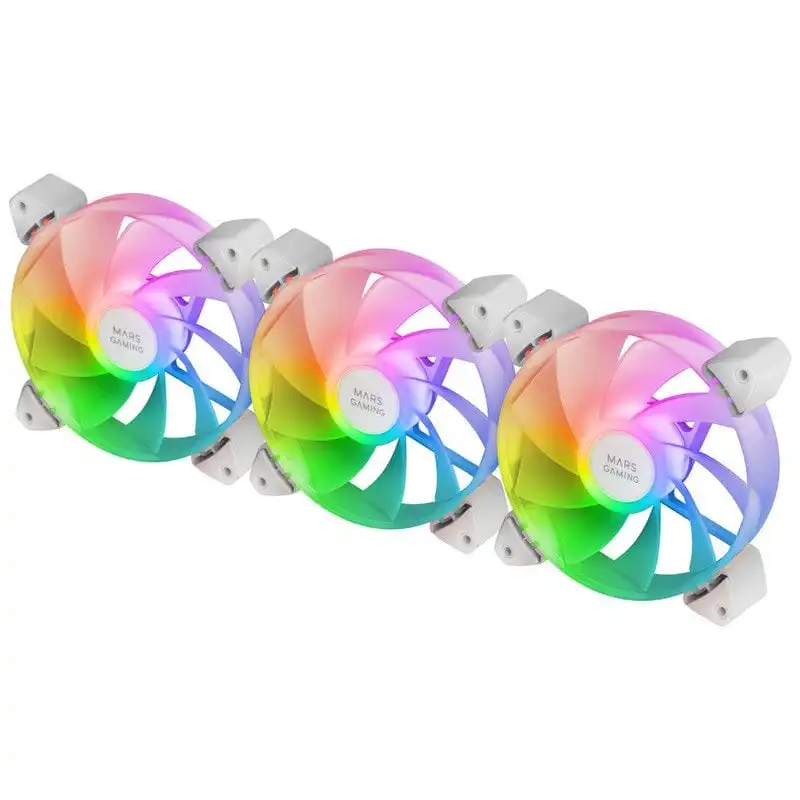 Mars Gaming MF-3AR Reverse ARGB Pack 3x Ventiladores Suplementarios 120mm Doble Conector Blanco